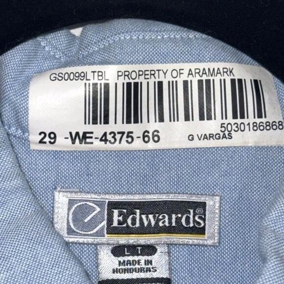 Edwards Light Blue Short Sleeve Button-Down Shirt LT Cotton/Polyester Mens Workw - Picture 3 of 8